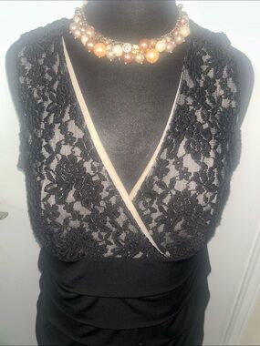 Enfocus Studio Black like new sleeveless Lace Overlay dress  size 16